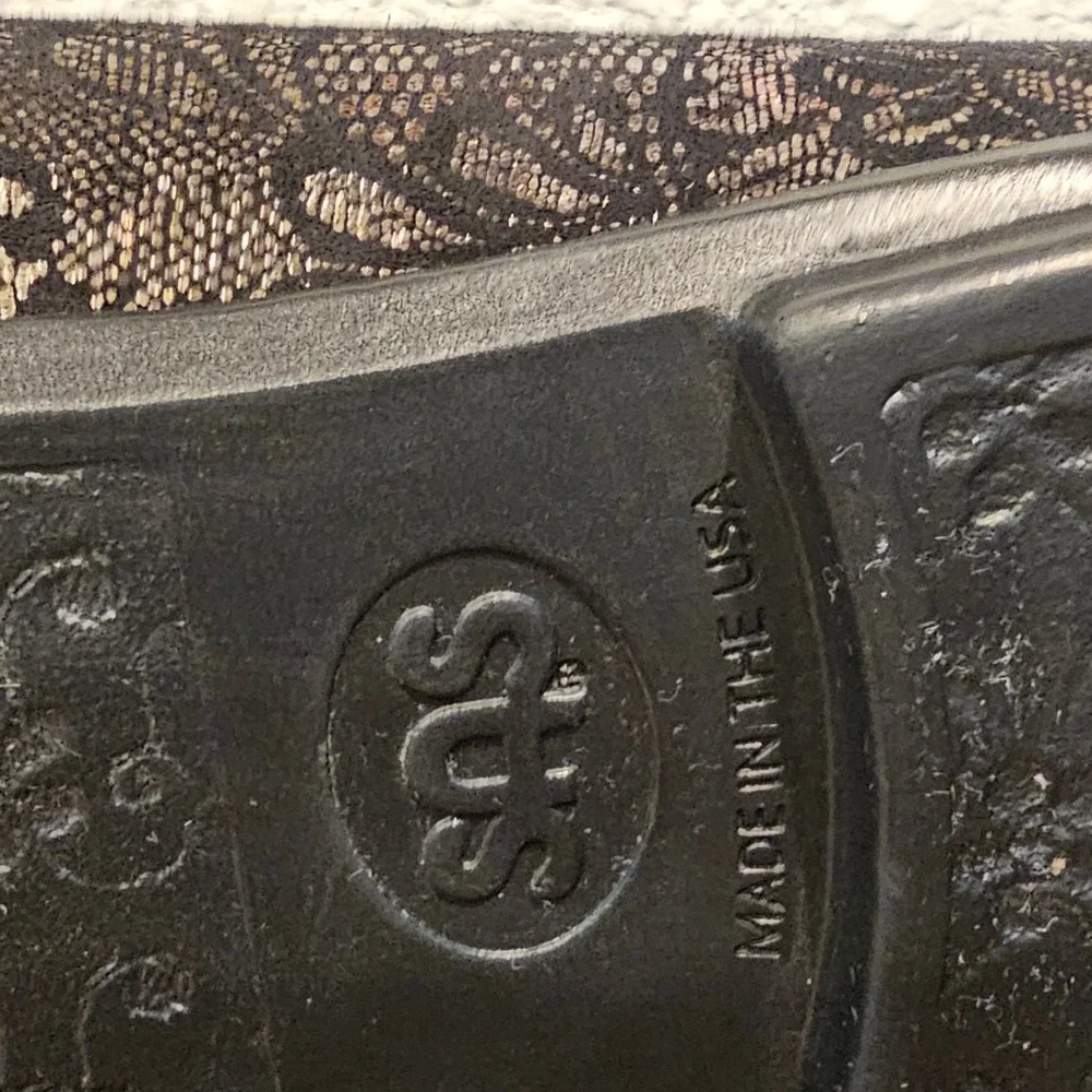 SAS Scenic Black Floral Lace Metallic Ballet Flats Shoes Womens 11 M Made in USA